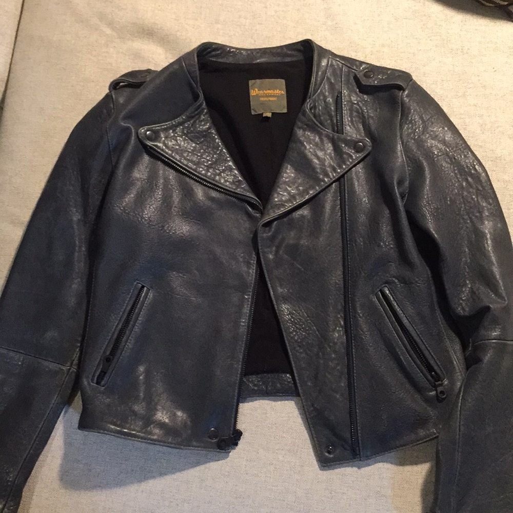 Madewell wearmaster blue leather jacket